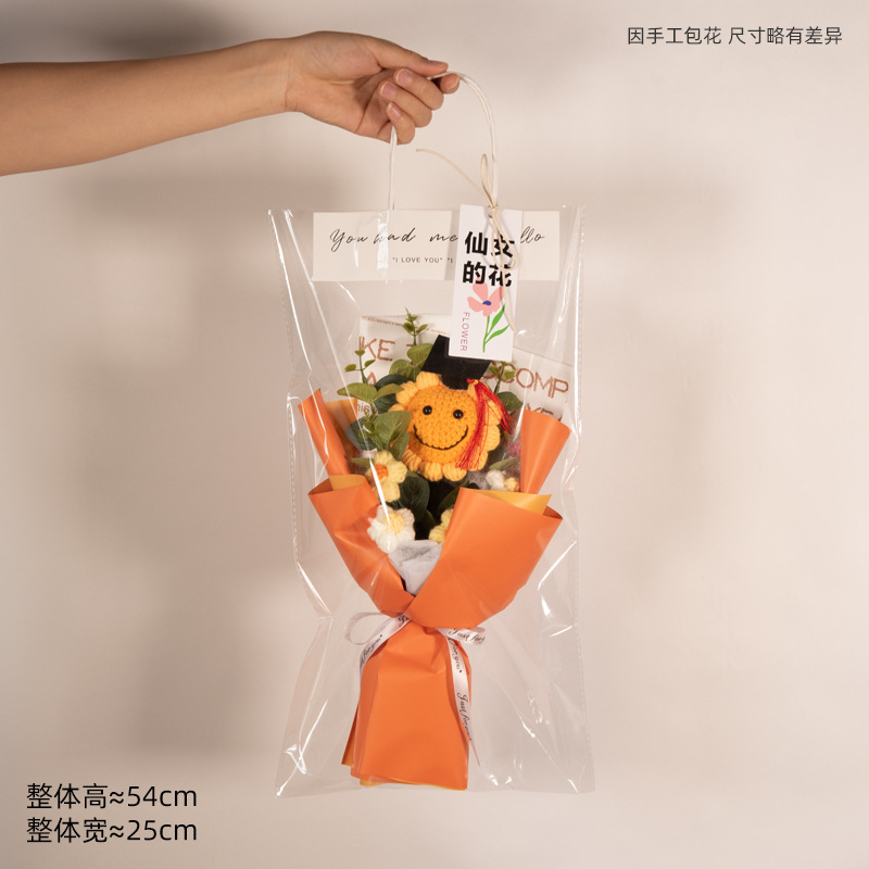 Girasoles creativo de punto de lana ramo de flores día del maestro de tejido a mano estudiantes adultos