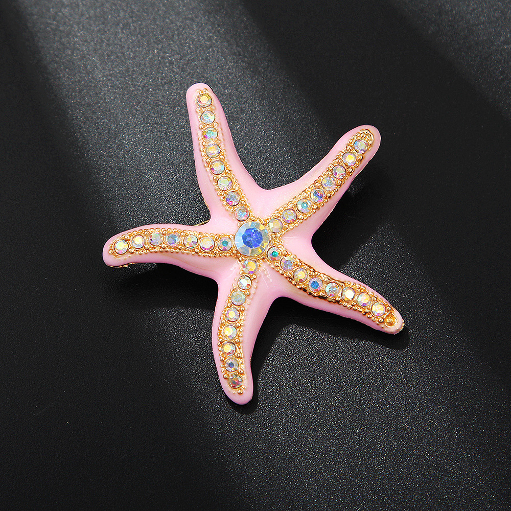 Enamel starfish brooch for women's summer clothing, men's hat decoration pin, metal light luxury accessory, starfish brooch