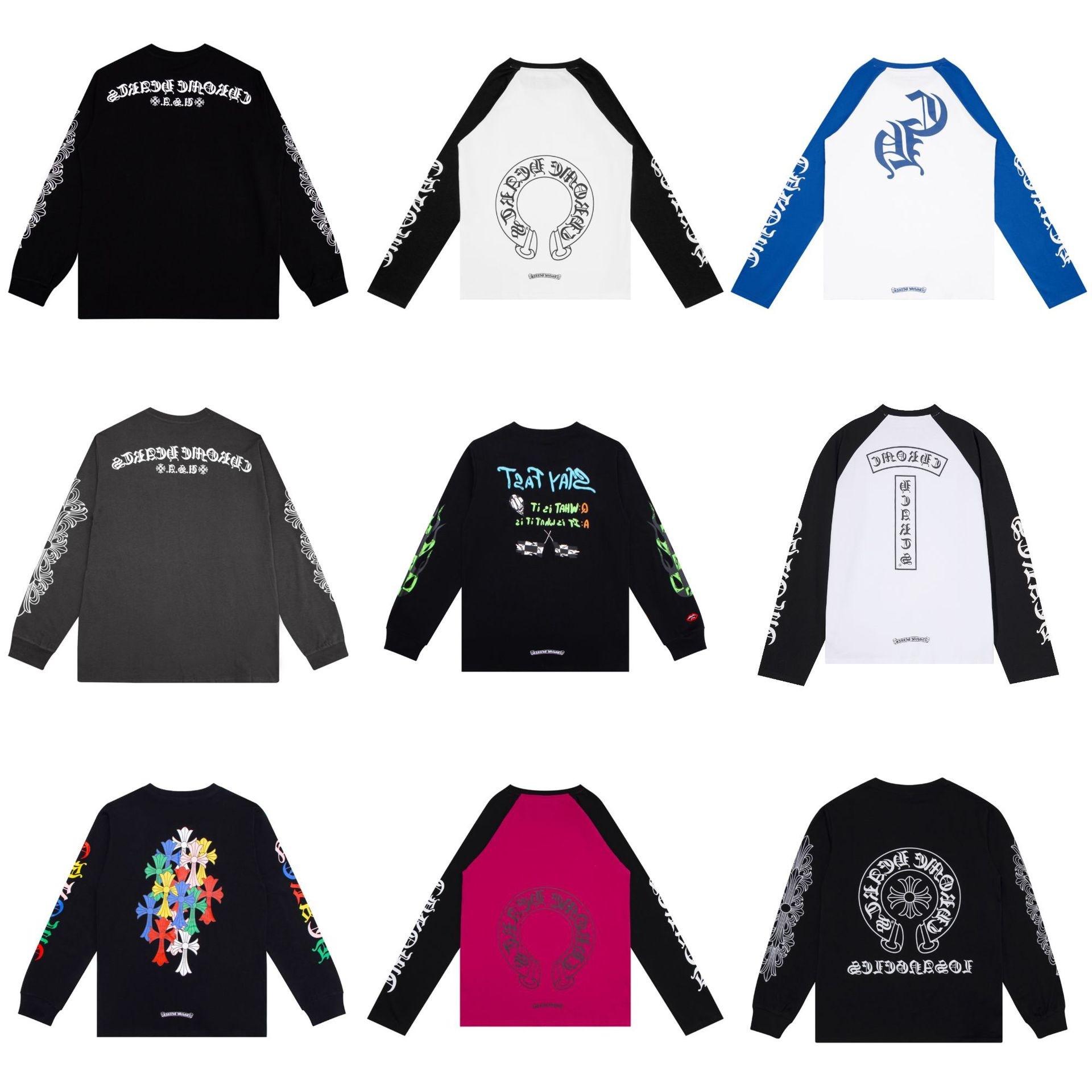 跨境潮牌Chrome Heart克罗伈长袖T 恤纯棉男女款宽松现货批发