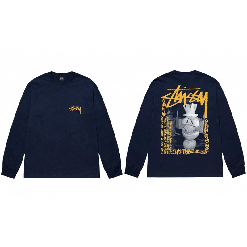 国境を越えた貿易卸売 ステューシー プリント長袖 Tシャツ トレンド ブランド ステューシー カジュアル ルーズ ボトリング シャツ 男女兼用 ius|undefined