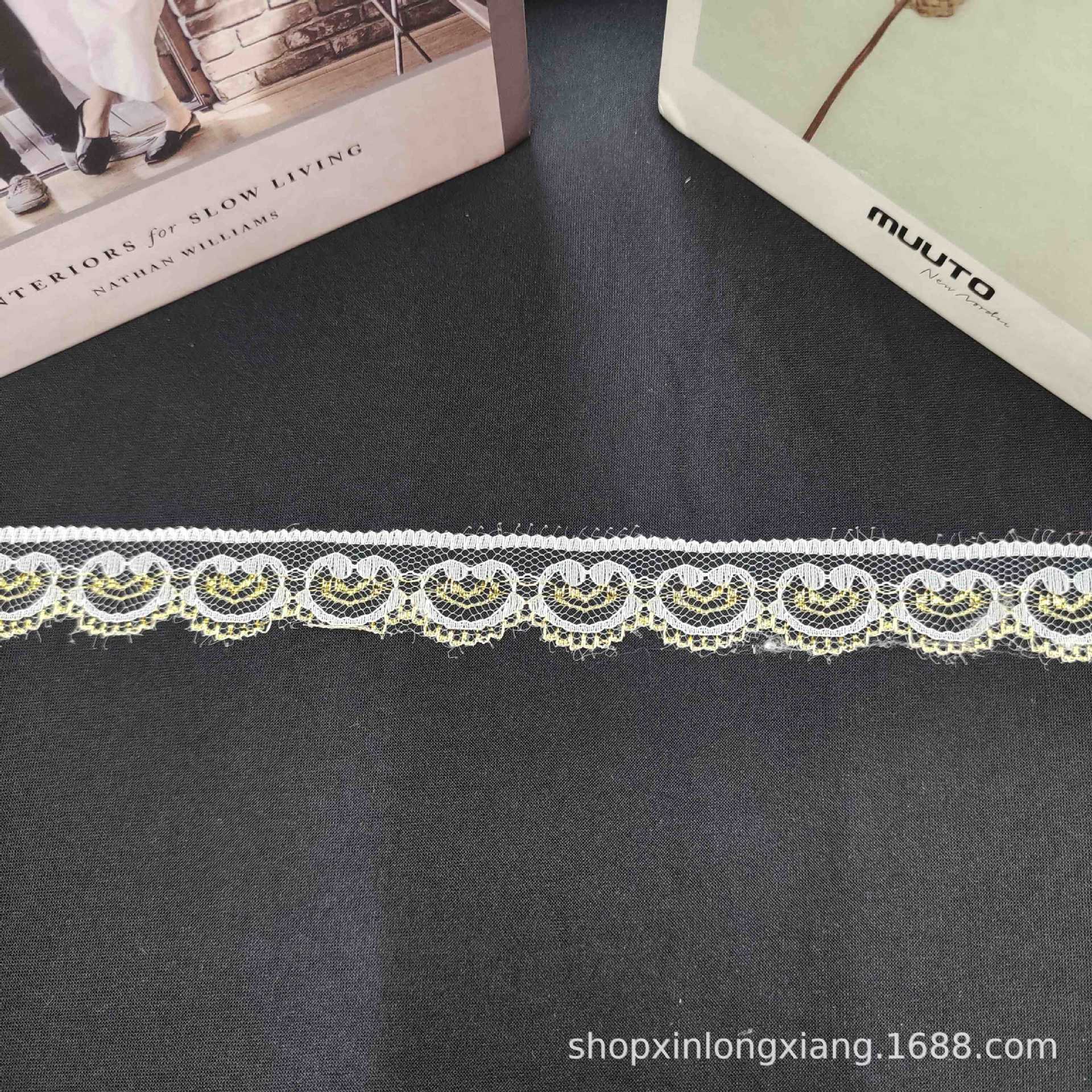 2.5CM无弹蕾丝花边金线花边锦纶材质 现货供应镶边礼盒流苏宽花边