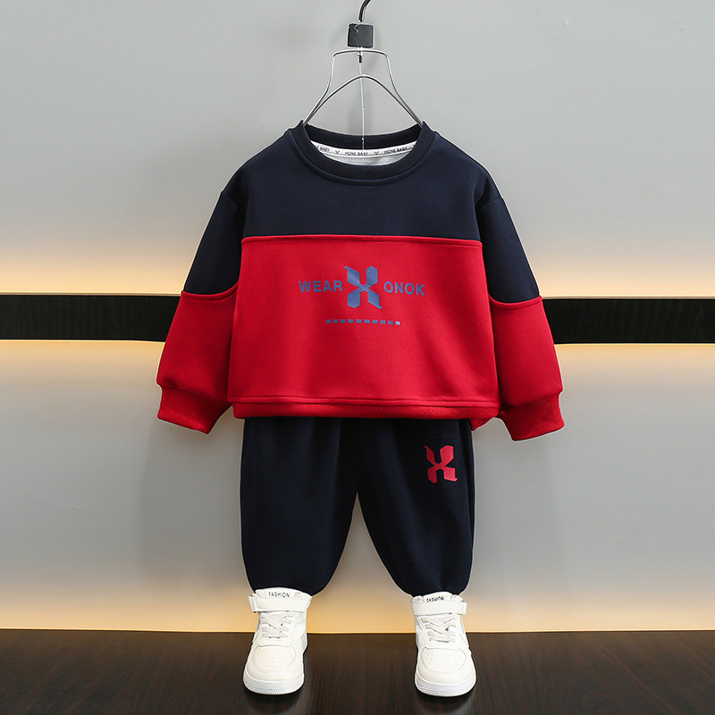 6075 traje de suéter para niño 2024 otoño nuevo bebé de moda otoño traje de dos piezas primavera y otoño para niños marea coreana