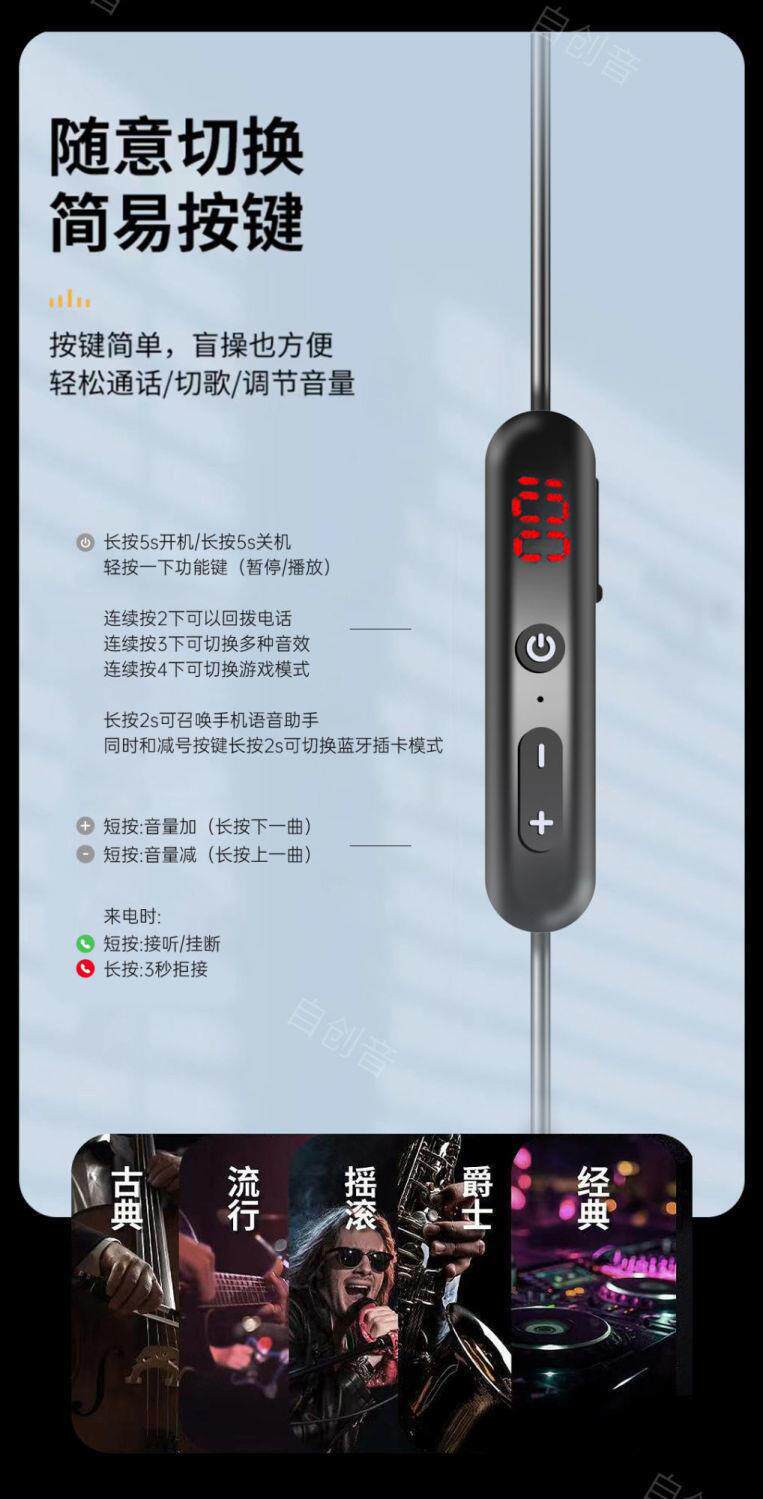 In-ear Bluetooth sports earphones, neck-hanging wireless, ultra-long battery life, supports card insertion, compatible with Apple, OPPO, and Vivo