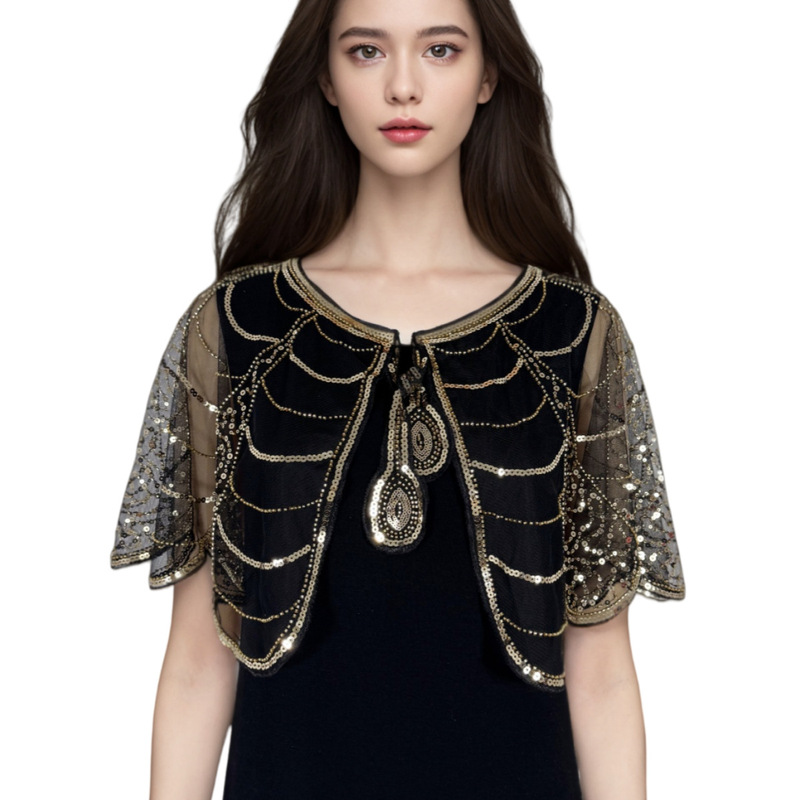 Beaded Luxury Shawl for Women, Short Cape, Foreign Trade Sequin Party Dress, Sequin Evening Gown, Wedding Jacket