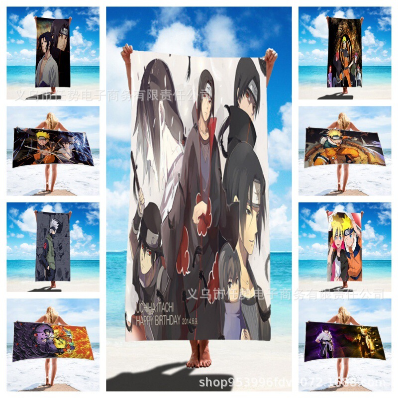 Beach towel foreign trade explosions animation Naruto beach towel cartoon animation absorbent large bath towel wholesale