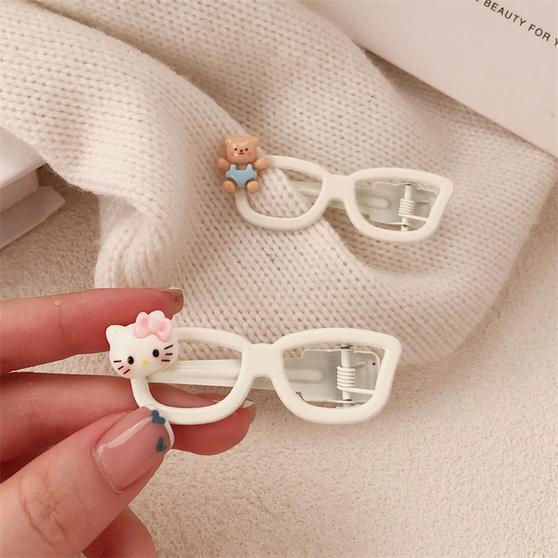 Lindas gafas de personalidad gato oso horquilla flequillo lateral femenino clip de pico de pato de pelo roto accesorios de cabeza de horquilla dulce