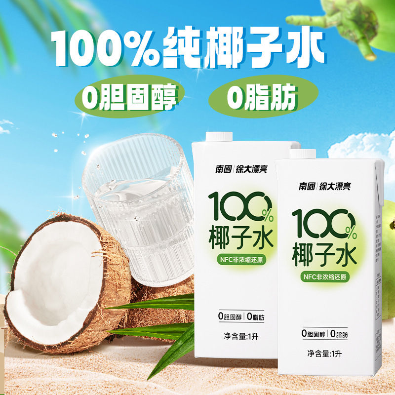 南国食品海南特产100%纯椰子水天然鲜椰子汁果汁饮料电解质椰青水