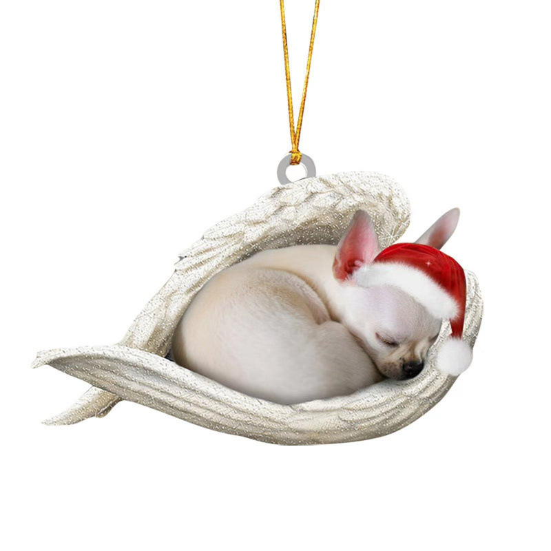 Cross-Border New Product Angel Sleeping Dog Pendant Holiday Home Decoration Pendant Acrylic Flat Car Pendant Cross-Border New Product Angel Sleeping Dog Pendant Holiday Home Decoration Pendant Acrylic Flat Car Pendant