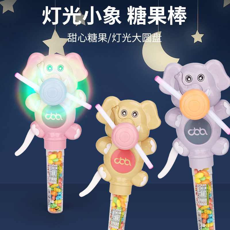 Factory Macey Elephant Robot Press Light Wheel Candy Stick Children Cartoon Creative Candy Play Rainbow Tablet Candy