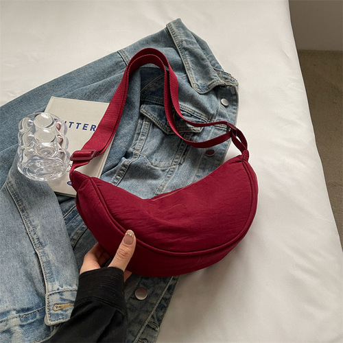 Women's Crossbody Bag Same as Changing Room, Red Book Nylon Dumpling Bag, Student Single Shoulder Bag, Casual Fabric Bag, Factory Supply