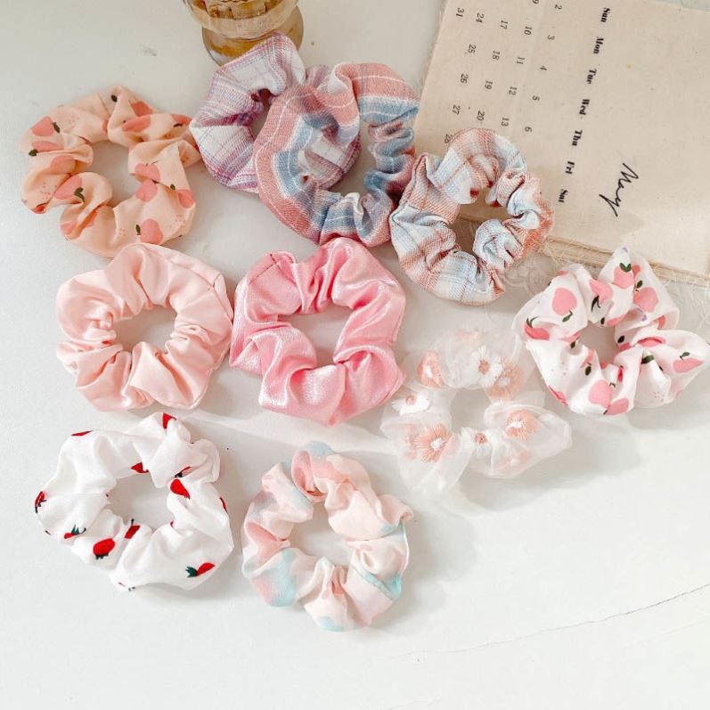 3 / 5 / Pcs Silk Scrunchies Print Scrunchie Set Elastic Collar Hair Ring