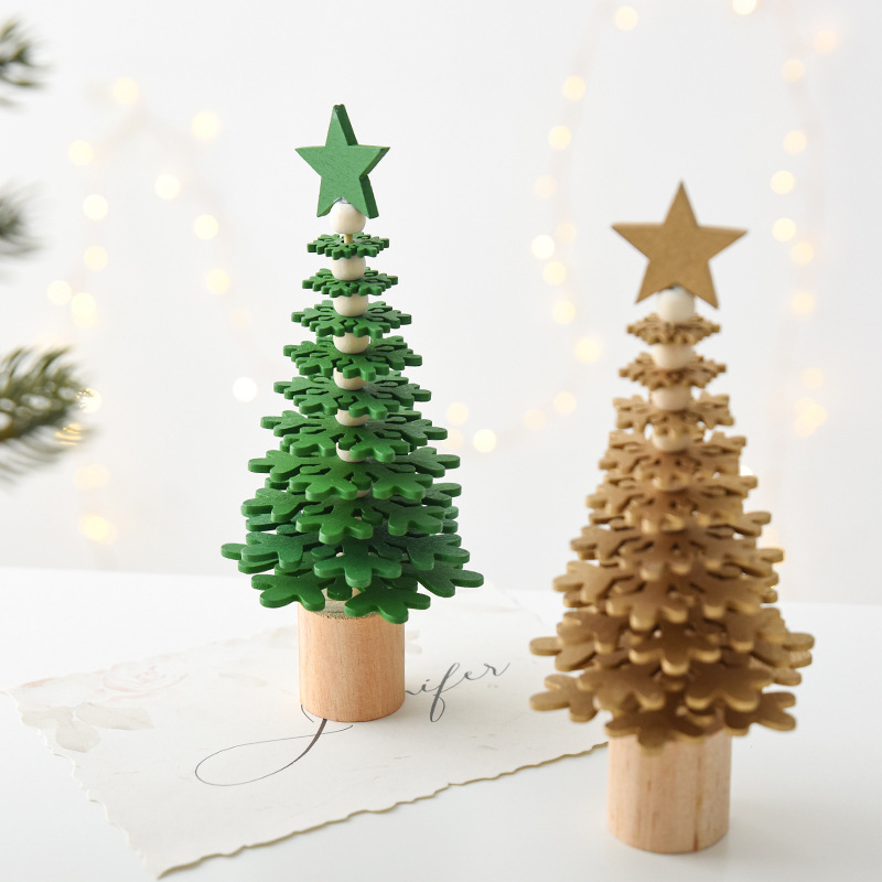 越境新品クリスマスツリー家庭用小型ミニデスクトップ置物木製五芒星クリスマスツリークリスマスプレゼント|undefined