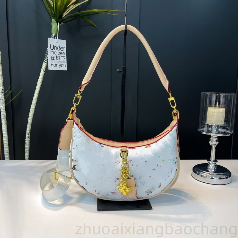 エンドウ豆バッグ脇の下バッグ 2025 新しい夏フレンチムーンバッグシングルショルダークロスボディバッグ半月バッグ女性のチェーンバッグ|undefined
