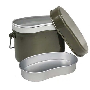 Customized Outdoor Portable Japanese-Style Double-Layer Individual Soldier Tableware Picnic Box Waist-Shaped Lunch Box World War Ii Old-Fashioned Marching Lunch Box