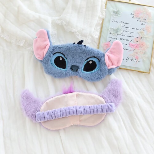 Japanese-style cute cartoon plush embroidery three-eyed light-blocking travel eye mask with flowers and a little bear for napping and sleeping