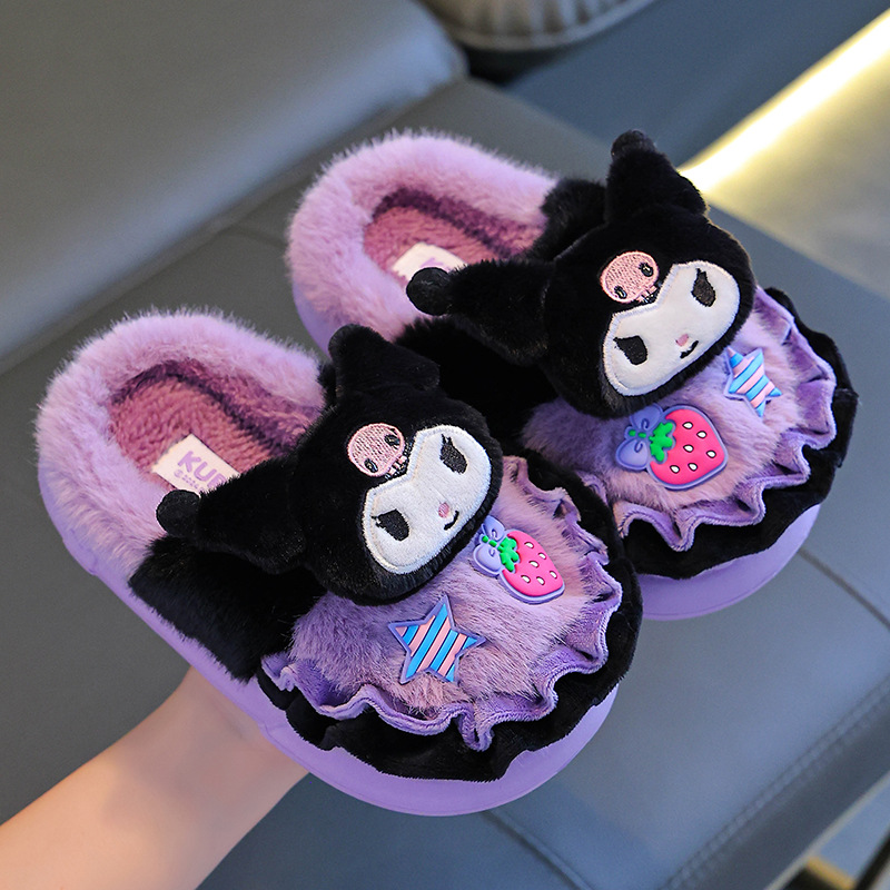 Sanliou zapatillas de algodón de invierno para niños, niñas y niñas, calentamiento y peluche, bolsas de lana para padres e hijos, zapatos de algodón caseros