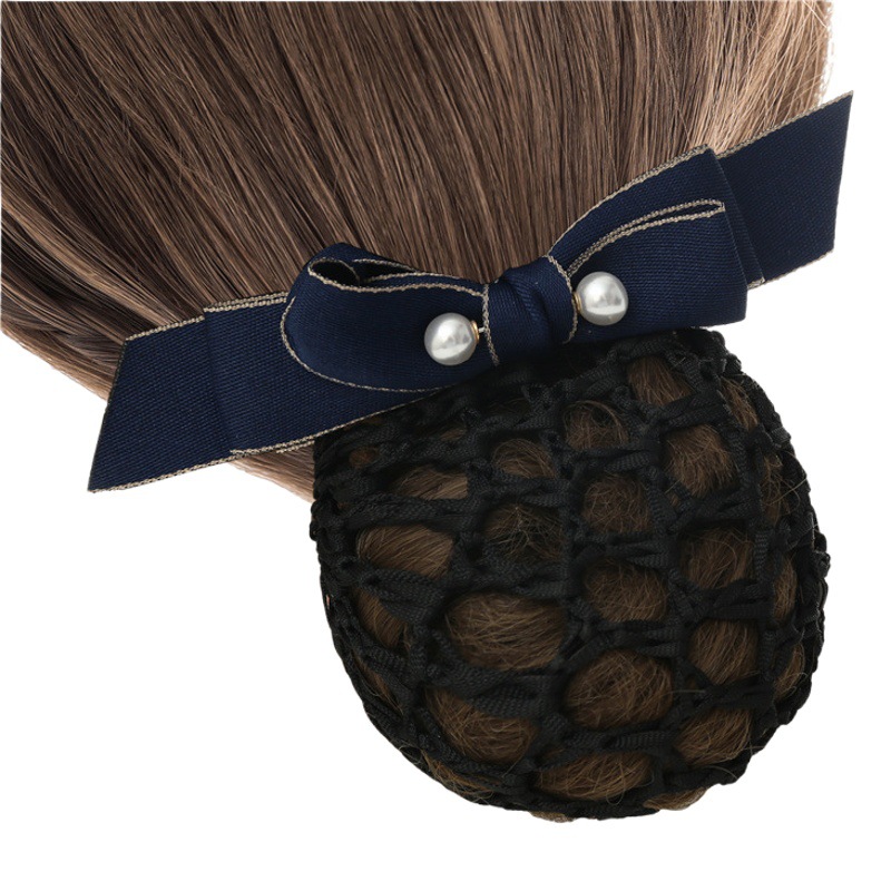 Headflower Female Professional Nurse Net Flower Hairpin Flight Attendant Headwear Simple Korean Net Celebrant Bank Stewardess Hair Net Bag Clip