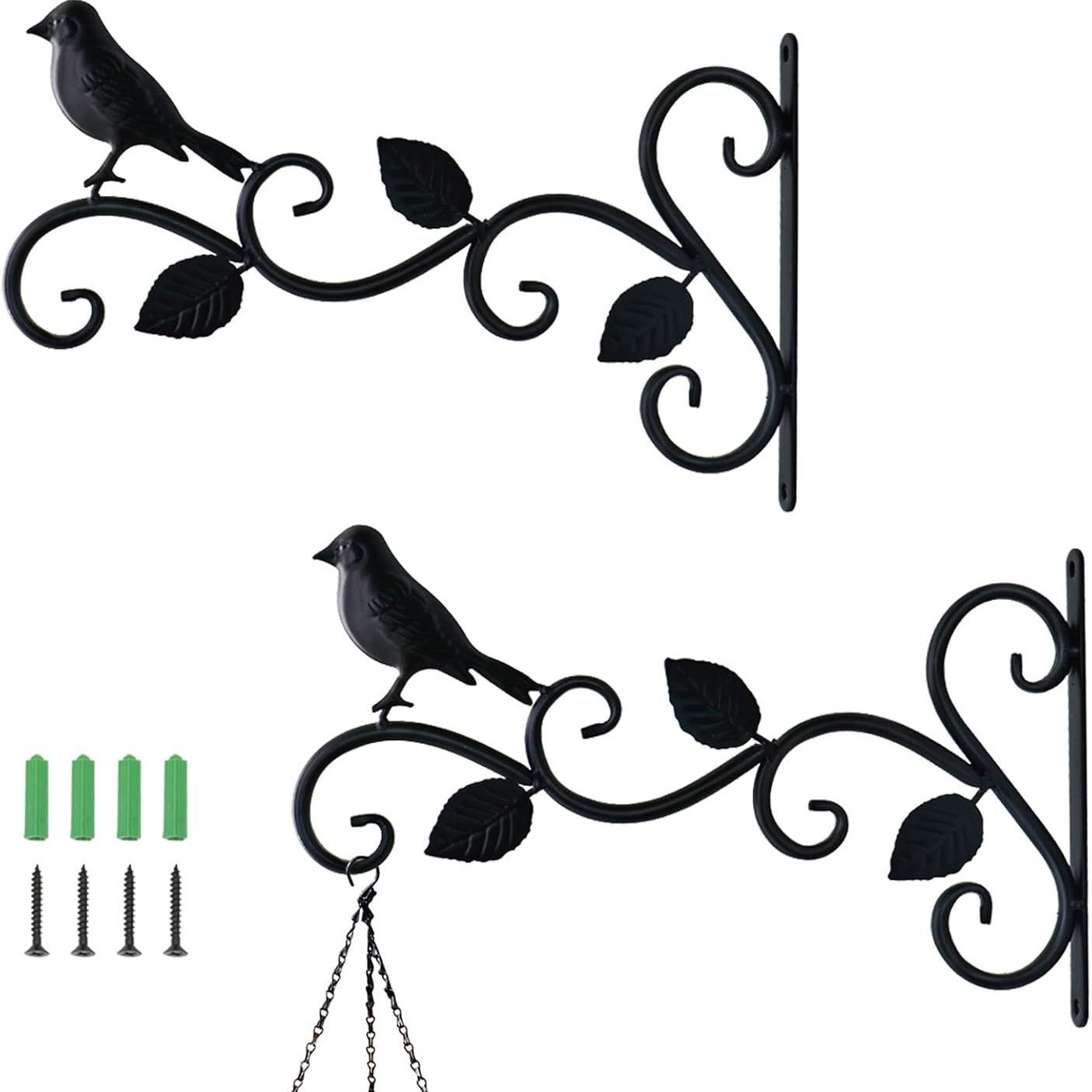 美学の壁の植物のフックの屋内および屋外-金属の掛かる植物のブラケットのベルトの美しい鳥の図