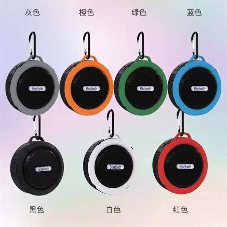 跨境C6防水藍牙音箱戶外吸盤迷你高音質重低音插卡小音響滴膠LOGO
