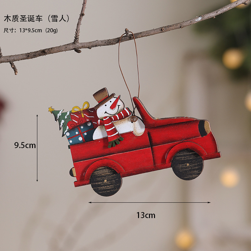 Coche de Navidad de madera modelo K (muñeco de nieve)