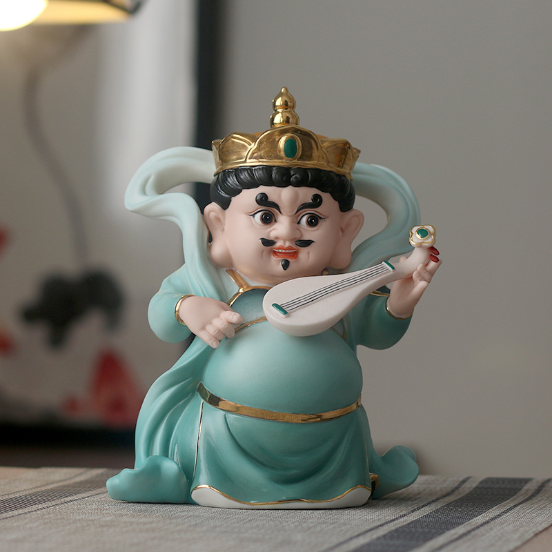陶瓷四大天王佛像家居摆件客厅四大金刚护法寺庙佛堂玄关装饰摆件
