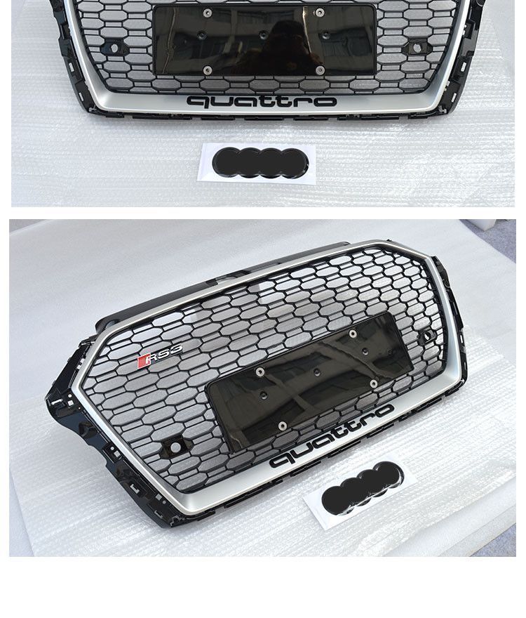 Suitable for 17181920 Audi A3 Modified and Upgraded S3 Rs3 Honeycomb Grille Black Warrior Front Bumper Surround