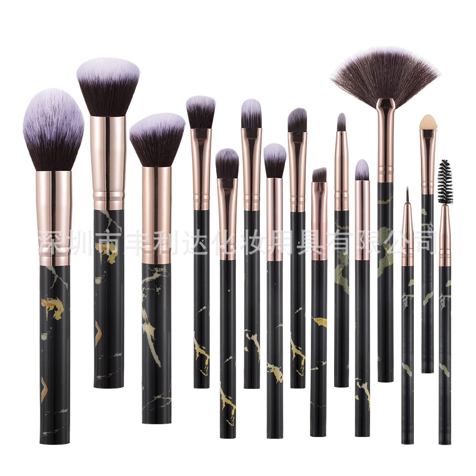 El mismo conjunto de cepillo de maquillaje de mármol 15 cepillo de maquillaje de textura para principiantes herramientas de pintura a granel cepillo blush