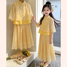 汉服女童套装夏2026超火日常可穿儿童新中式女大童夏季国风两件套