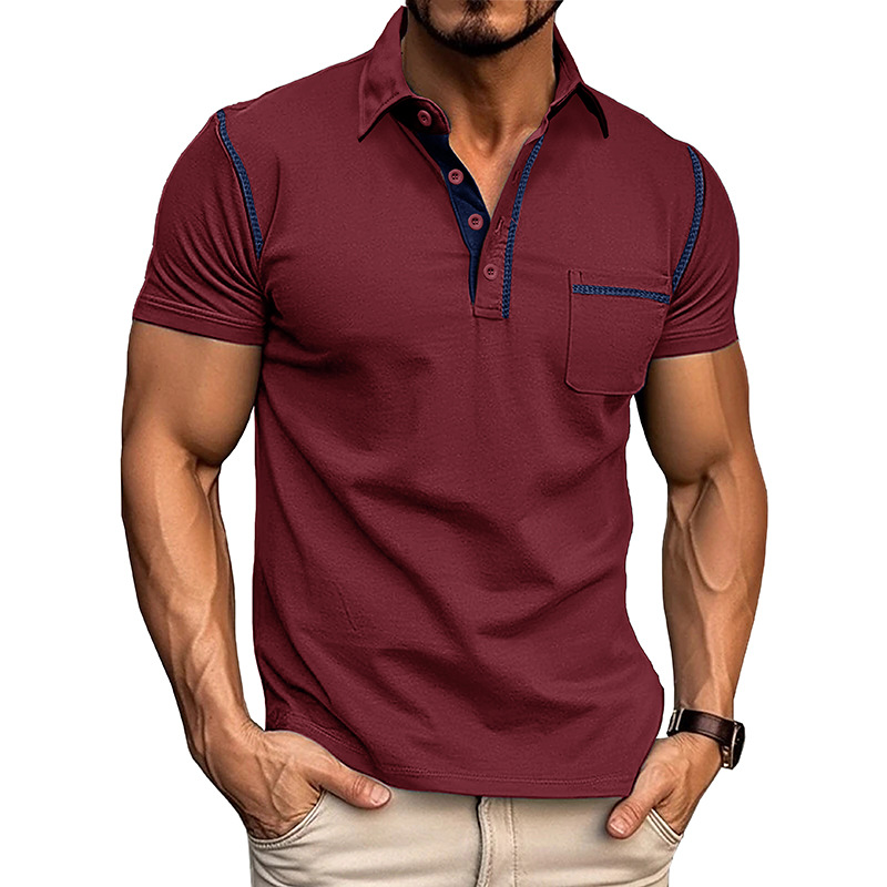 2024 verano europeo y americano hombres camisa de Polo de manga corta Comercio exterior hombres solapa camiseta transfronteriza superior color a juego polo