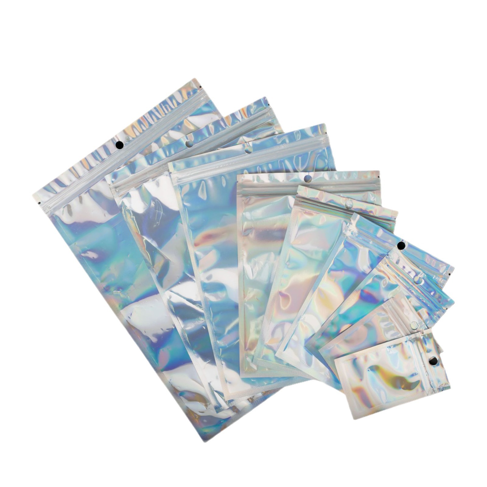 Bolsa láser Yin-Yang Bolsa autosellante Joyería Cosméticos Bolsa sellada transparente de plástico Cable de datos Joyería Bolsa de embalaje al por mayor