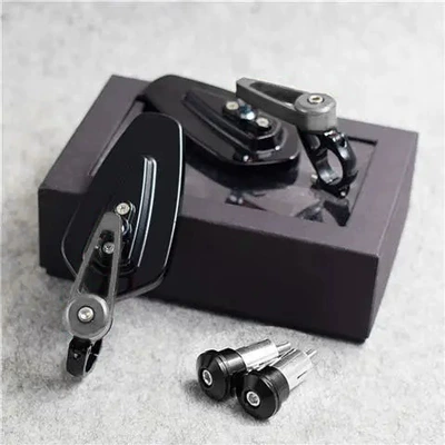 Spot supply motorcycle modified: Motorcycle rearview mirror - handlebar-mirror-titanium-color-blue-glass