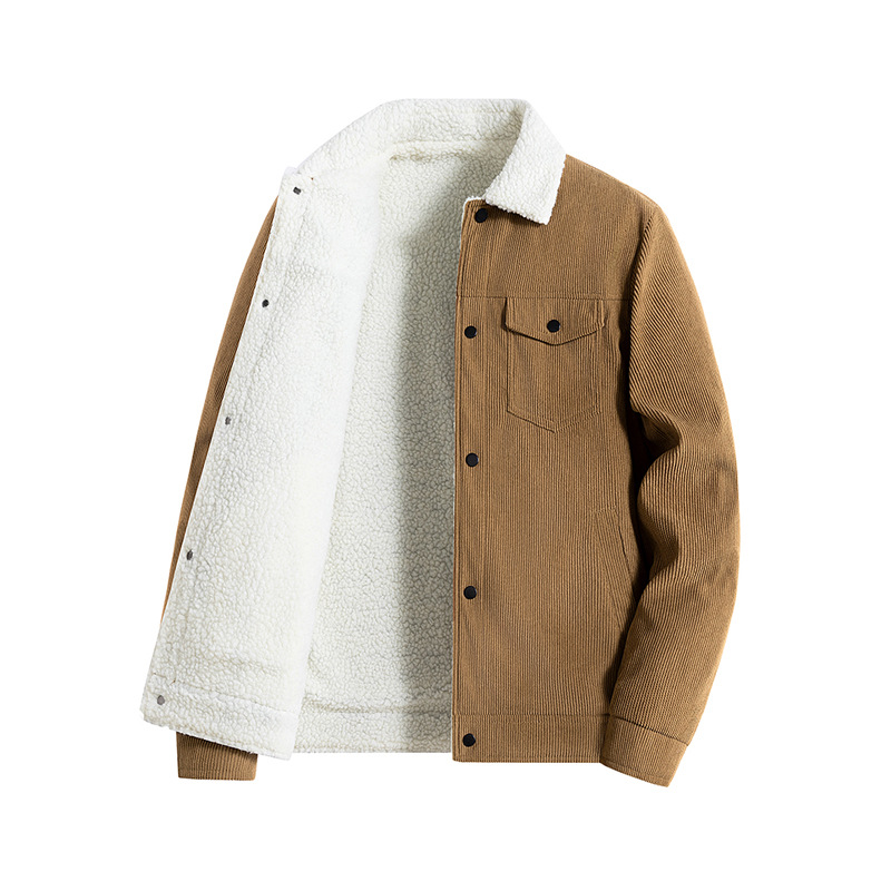 Men's Heavyweight Fleece Sherpa Jacket - Winter Warm Lined Coat With Stand Collar, Casual Streetwear For Urban Style_voghion.com