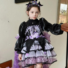 25秋冬款女童库洛米万圣节洛丽塔公主裙大蝴蝶结飘纱吊带连衣裙