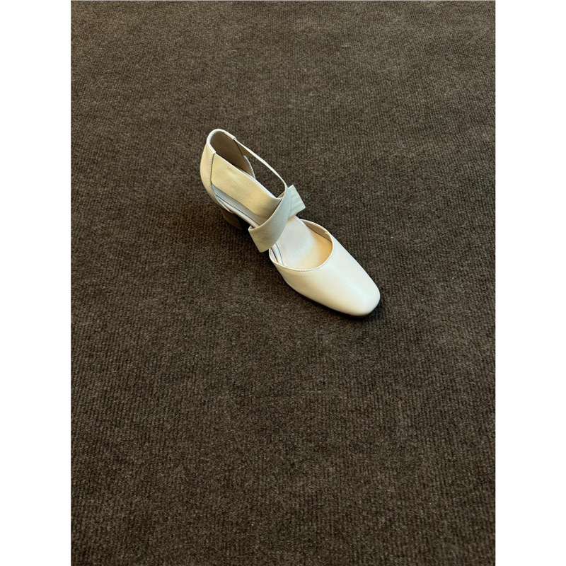 Vintage Square Toe Cross Strap Ballet High Heels Thick Heel Commuter Single Shoes Women's Mary Jane Sandals Elegant Single Shoes