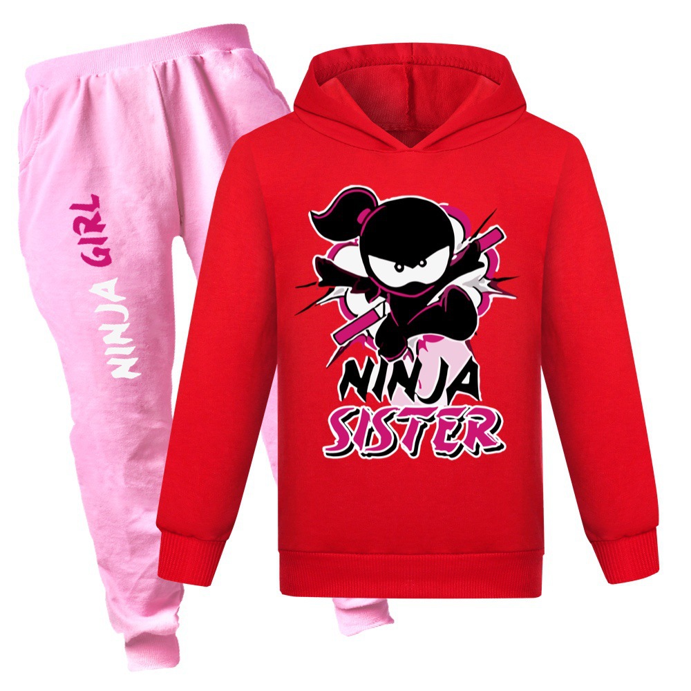 Ninja Kidz Vår Höst Mode Fritidskläder Pojkar och flickor Tröja+Casual Byxor Set_voghion.com