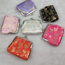 迷你3寸蝴蝶结零钱包 领结烫金布艺搭扣硬币包可爱小钱包 小礼品