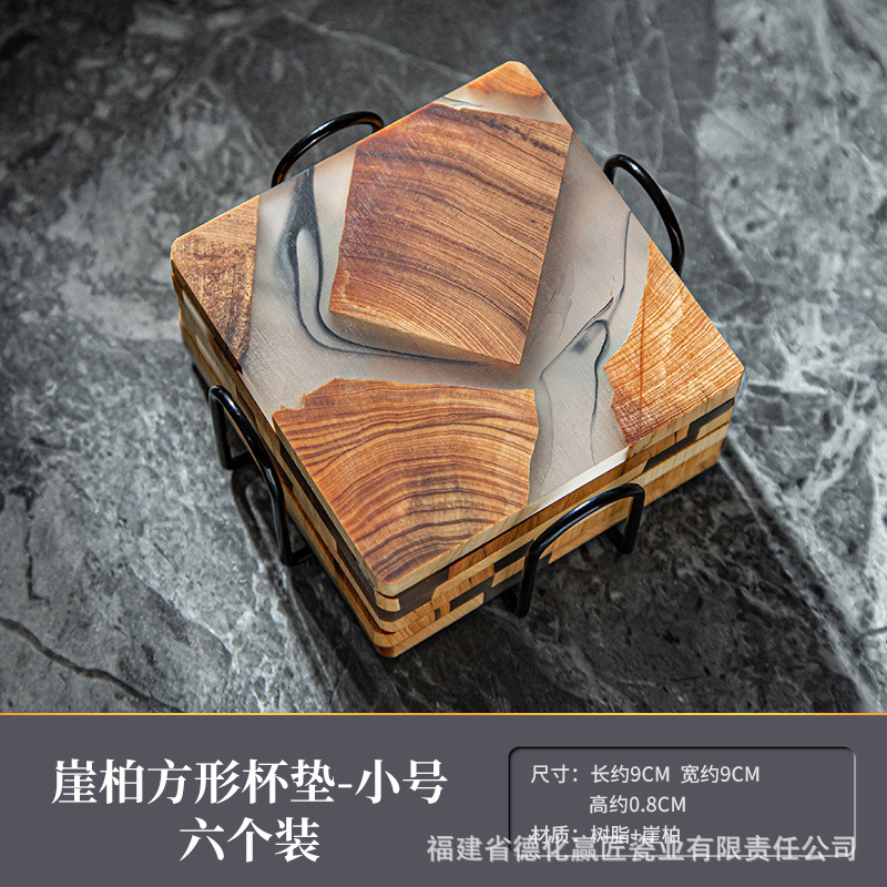 Yabai posavasos de madera simple junta de aislamiento de resina japonesa arte del té juego de té de Kung Fu taza de té estera bandeja de té ceremonia del té Accesorios