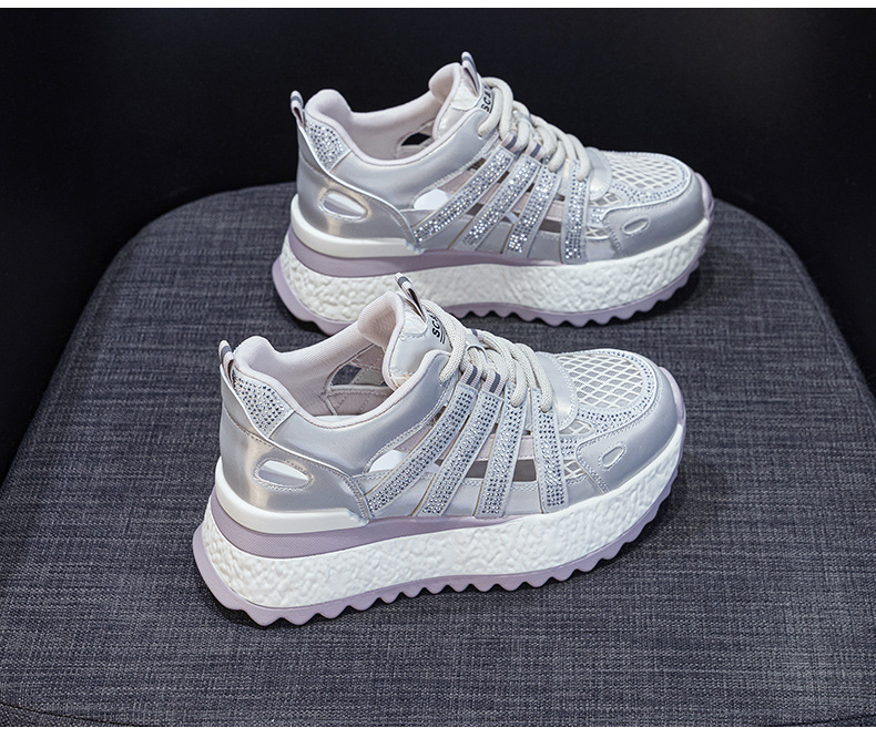 Giày sneaker chunky đế rỗng nữ mặt lưới thoáng khí đế dày mẫu mới mùa hè 2025 — M2865 màu tím, M2865 trắng ngọc trai chi tiết 21