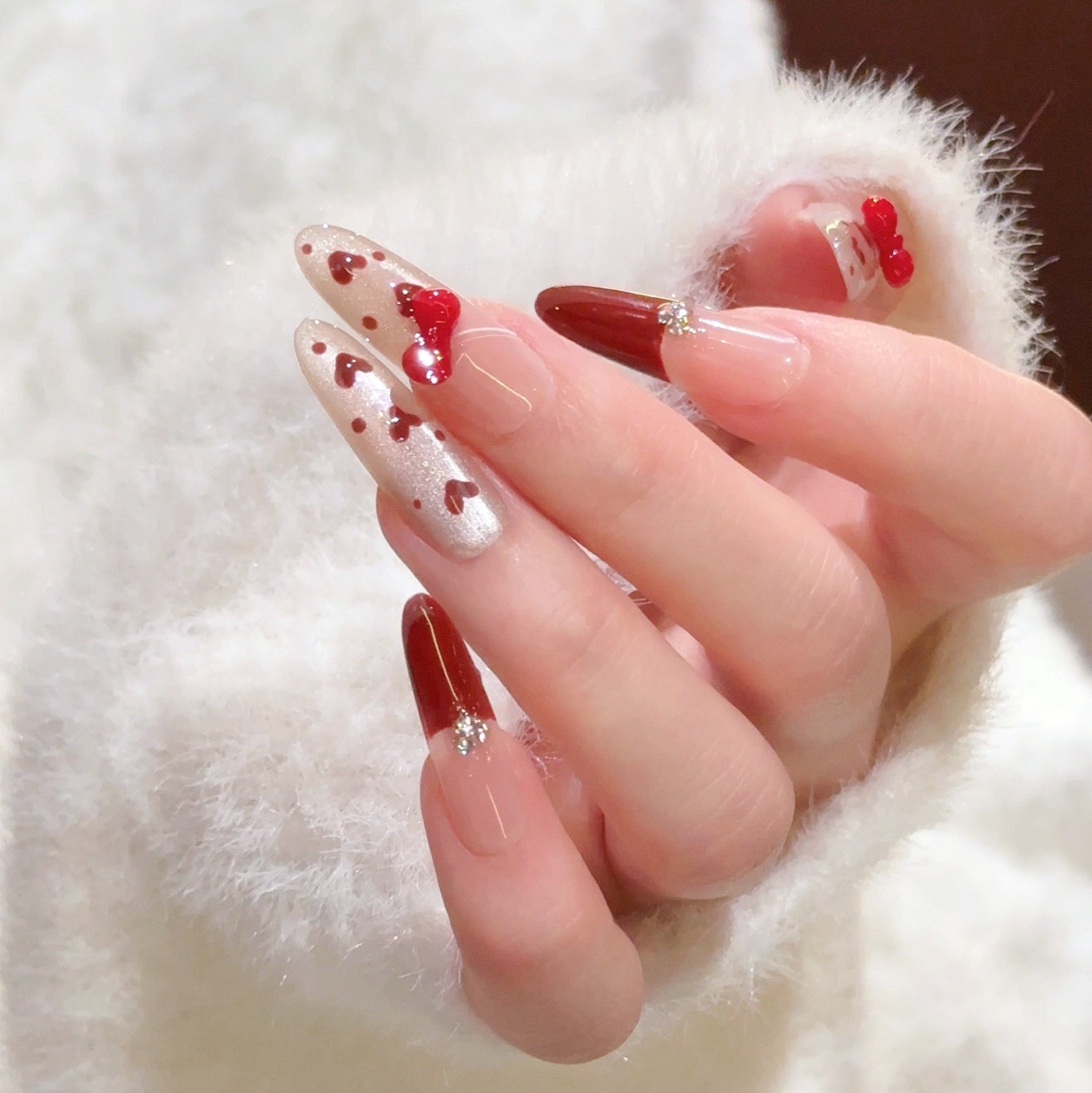 Uñas postizas de ojo de gato transfronterizas, piezas de uñas hechas a mano, uñas postizas, arte de uñas portátil, estilo largo de alta gama.
