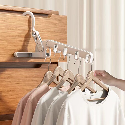 Household portable folding clothes drying rack student indoor travel clothes support drying rack multi-functional five-hole universal clothes hanger