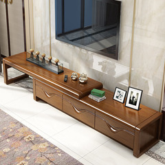 New Chinese solid wood TV cabinet modern simple retractable base cabinet coffee table combination multi-drawer Chinese living room furniture