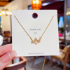 Brand necklace with bow, pendant, design chain for key bag , Korean style, light luxury style, simple and elegant design, trend of season