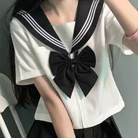 Комплект униформы моряка: базовый черный воротник, белый трехсоставной комплект в японском стиле колледжа с плиссированной юбкой