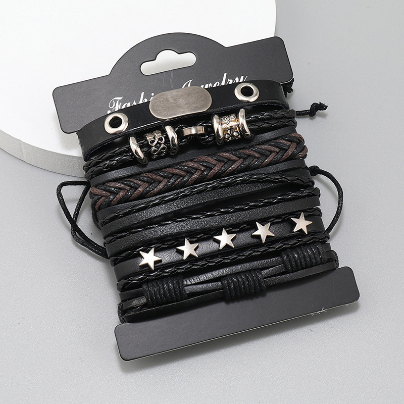Fashion Geometric Pu Leather Alloy Plastic Plating Unisex Bracelets 1 Set