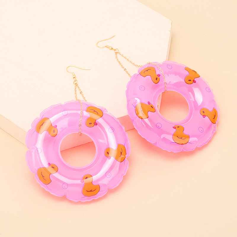 1 Pair Quantity 1 Pair Cute Swim Ring Rubber Drop Earrings