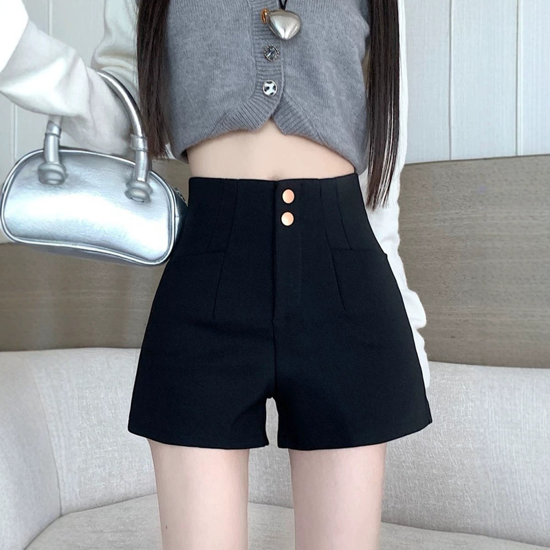 Women's Summer Shorts, Slimming High-Waisted New Style 2026, Black Suit-Style Stretch Shorts for Outerwear Women's Summer Shorts, Slimming High-Waisted New Style 2026, Black Suit-Style Stretch Shorts for Outerwear