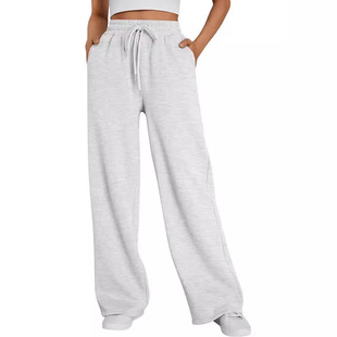 2025 Cross-Border Foreign Trade Amazon Women's Sweatpants Casual Wide-Leg Sports Pants Elastic Drawstring Loose Trousers in Stock
