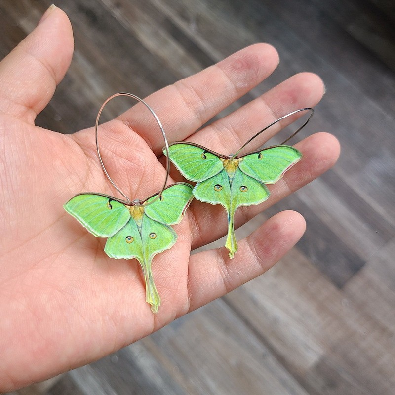Casual, Daily Occasion Alloy Material 1 Pair Cute Butterfly Plating Arylic Alloy Hoop Earrings