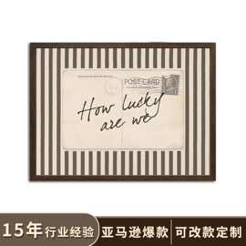 亚马逊复古字母装饰画 学院风励志文字胡桃木框客厅homedecor画
