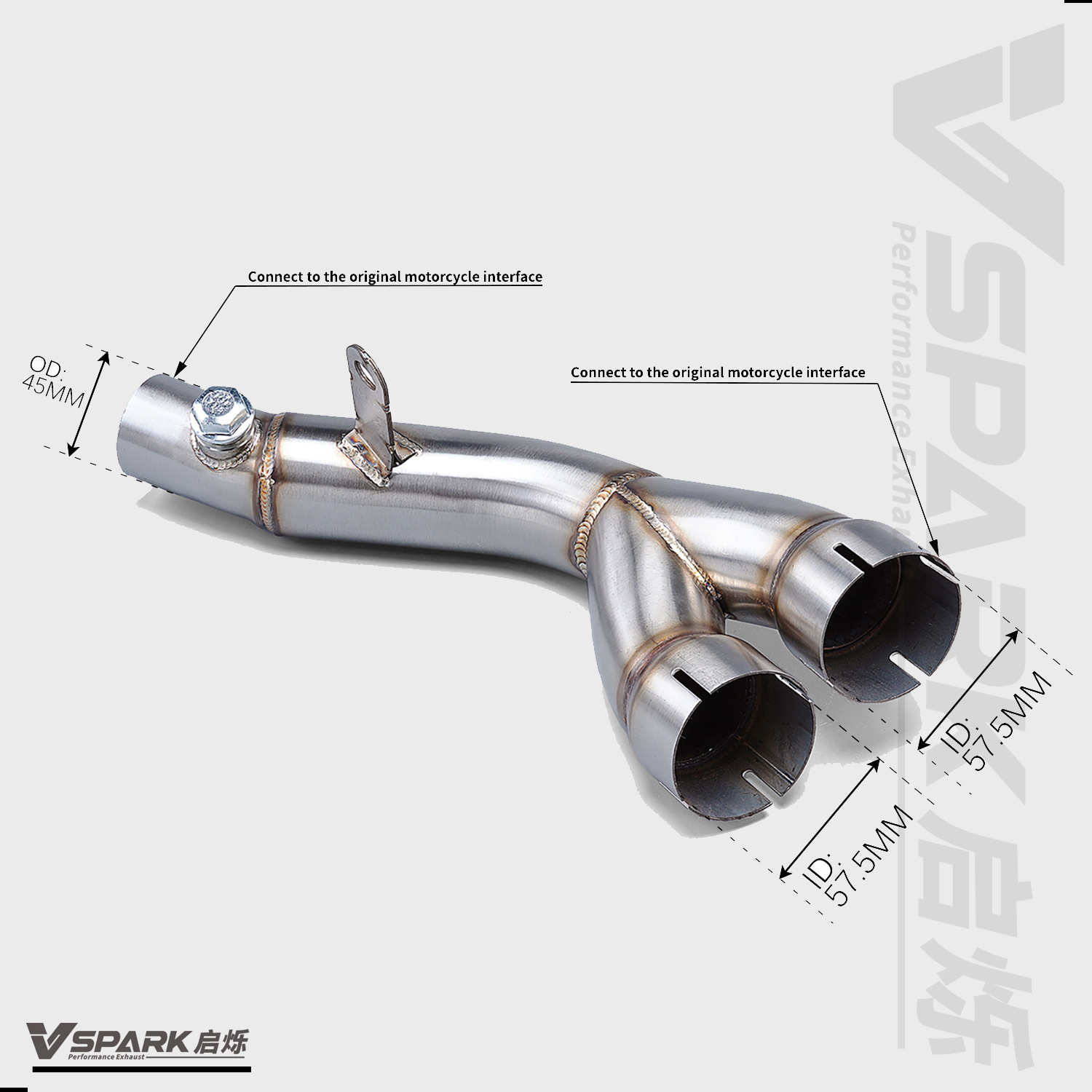Suitable for Yamaha Motorcycle R6 Exhaust Pipe Middle and Front Titanium Alloy Front Non-Destructive Modification Straight to 51mm